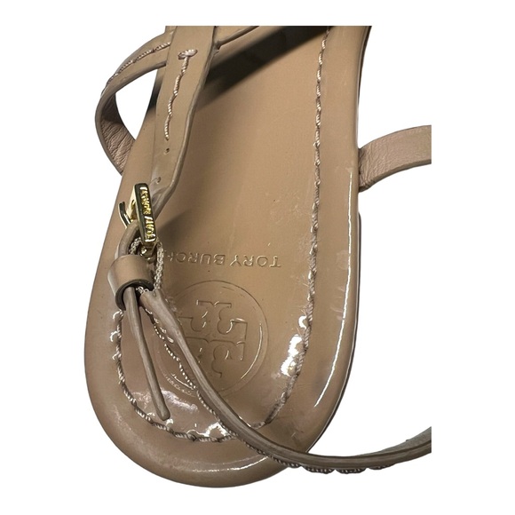 Tory Burch Ali thong Patent leather Sandals Beige/Tan size 8 - Picture 6 of 9